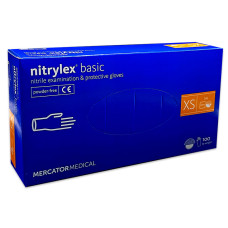 Рукавички нітрилові Nitrylex basic непудровані медичні 100шт. сині розмір XS