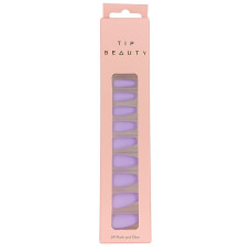 Набор накладных ногтей TIP BEAUTY Matte Lavender с клеем (24 штуки)